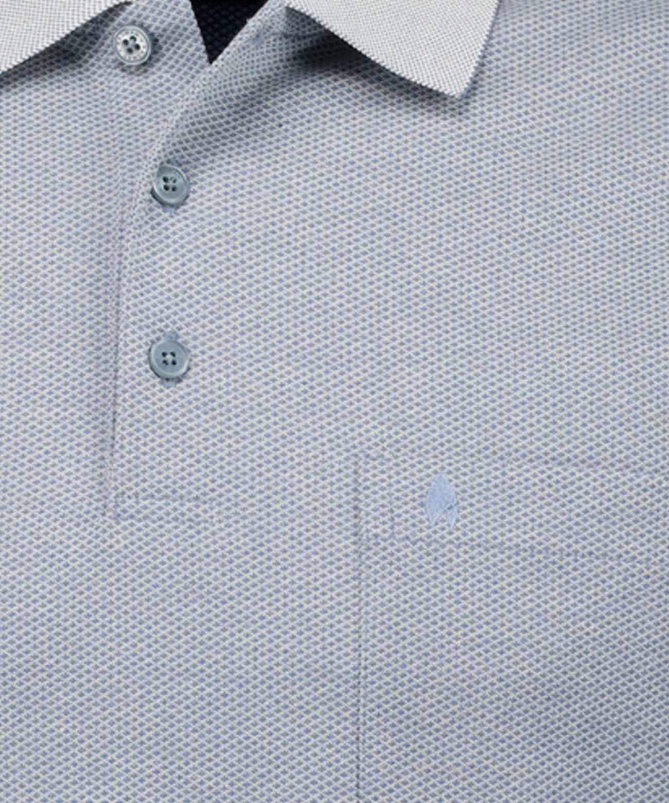 Softknit-Polo "Fischernetz" (Hellblau)