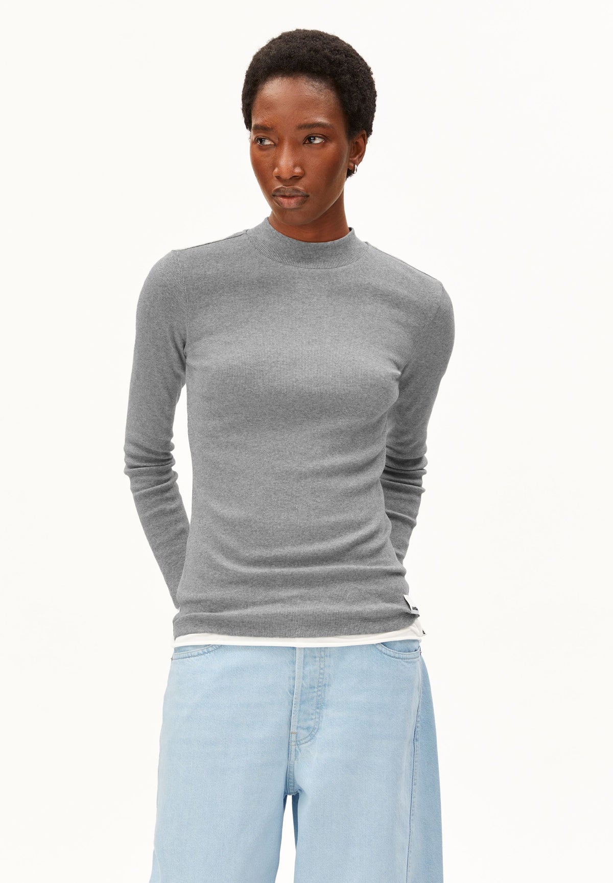 Fatimaara Rib Longsleeve (Silver Melange)