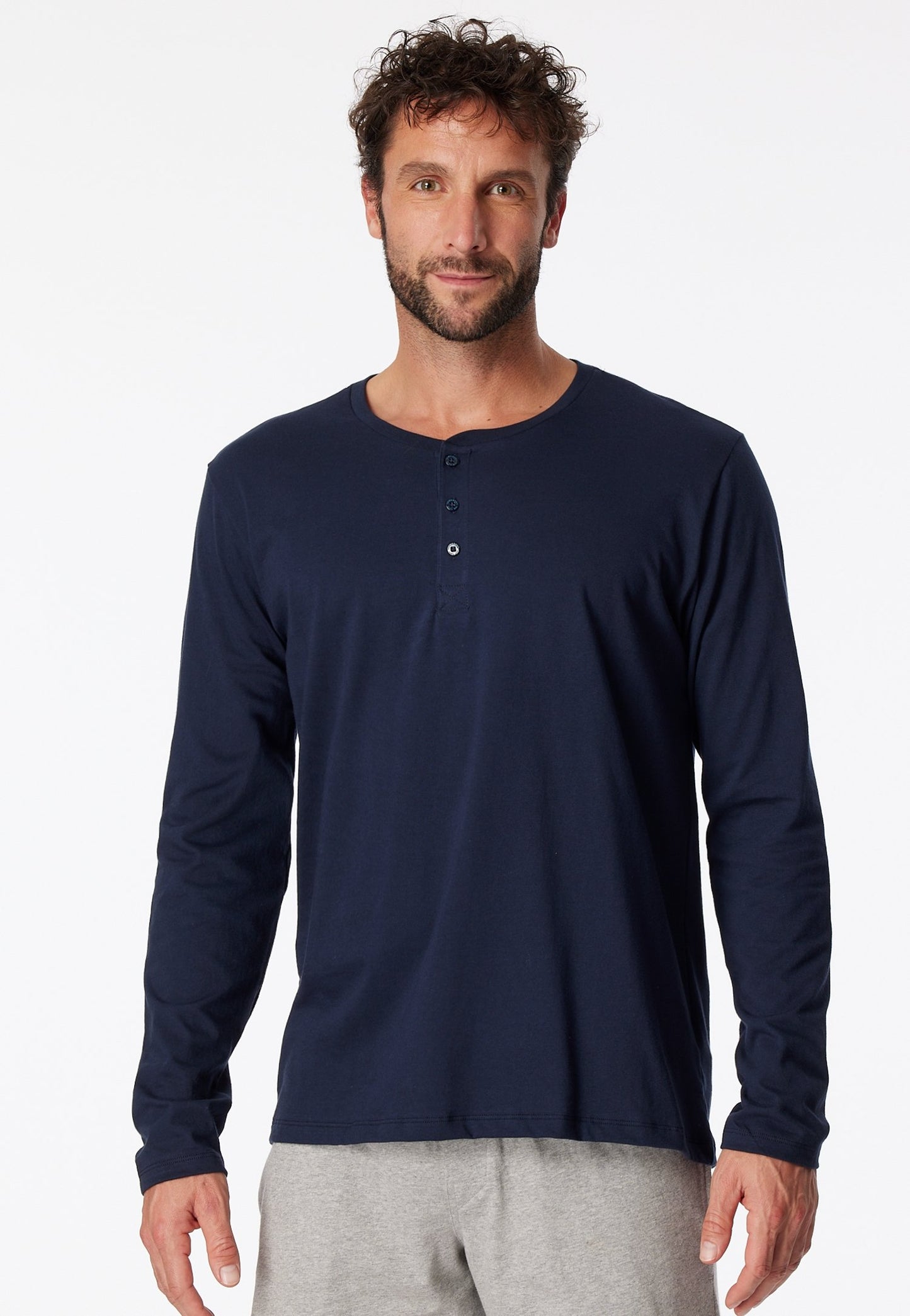Langarmshirt Knopfleiste (Dunkelblau)