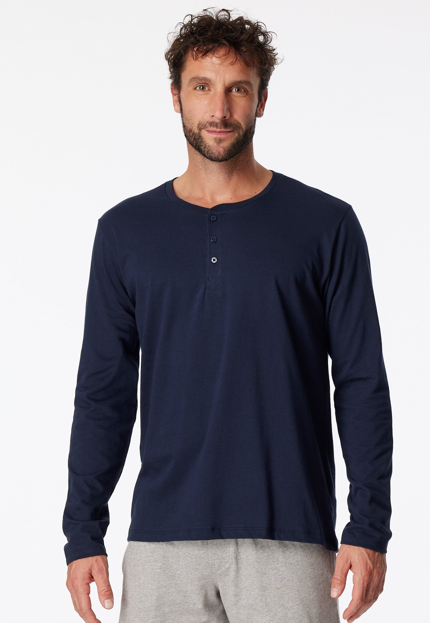 Langarmshirt Knopfleiste (Dunkelblau)