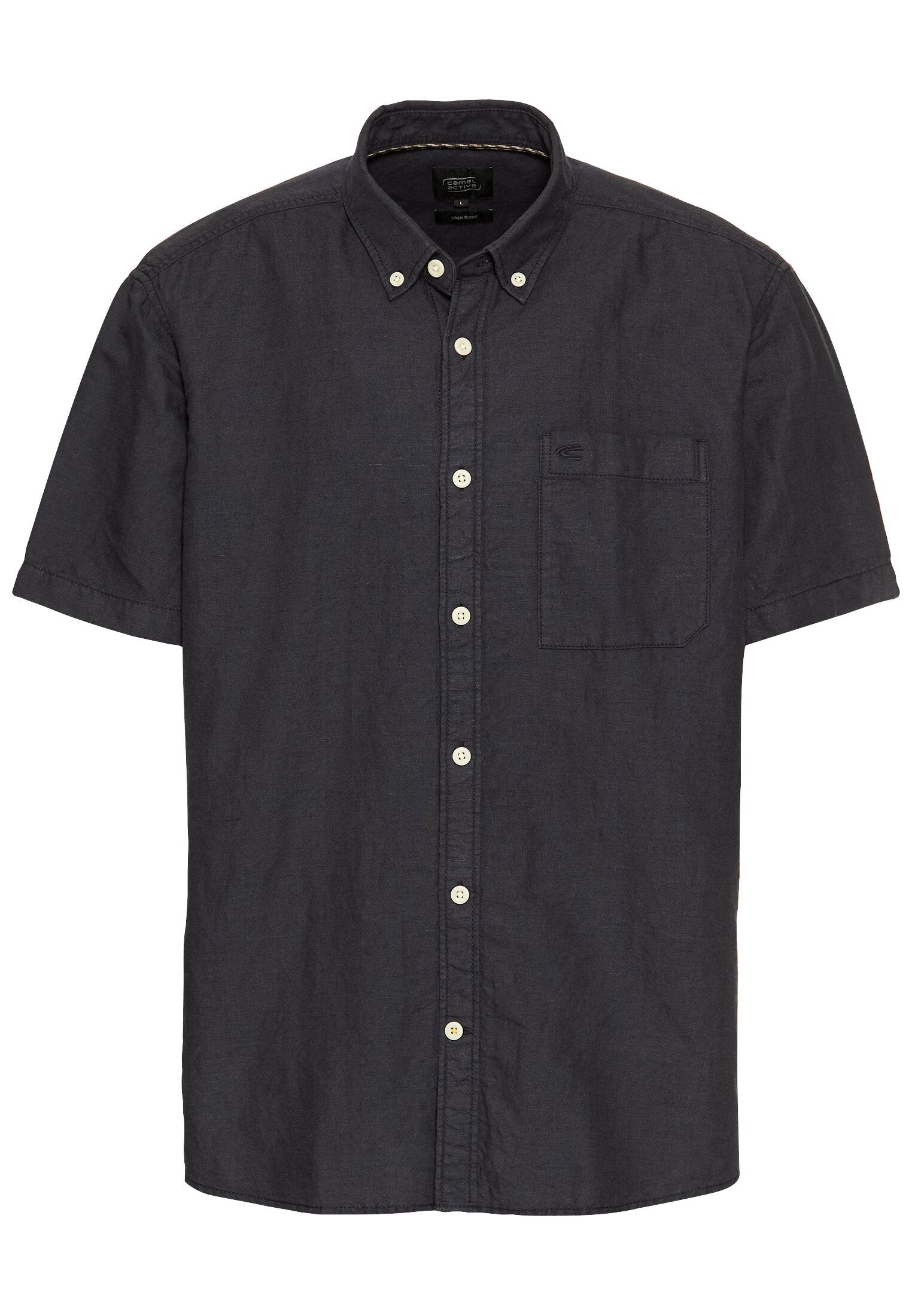 Kurzarmhemd aus einem Baumwoll-Leinenmix (Dark Navy)