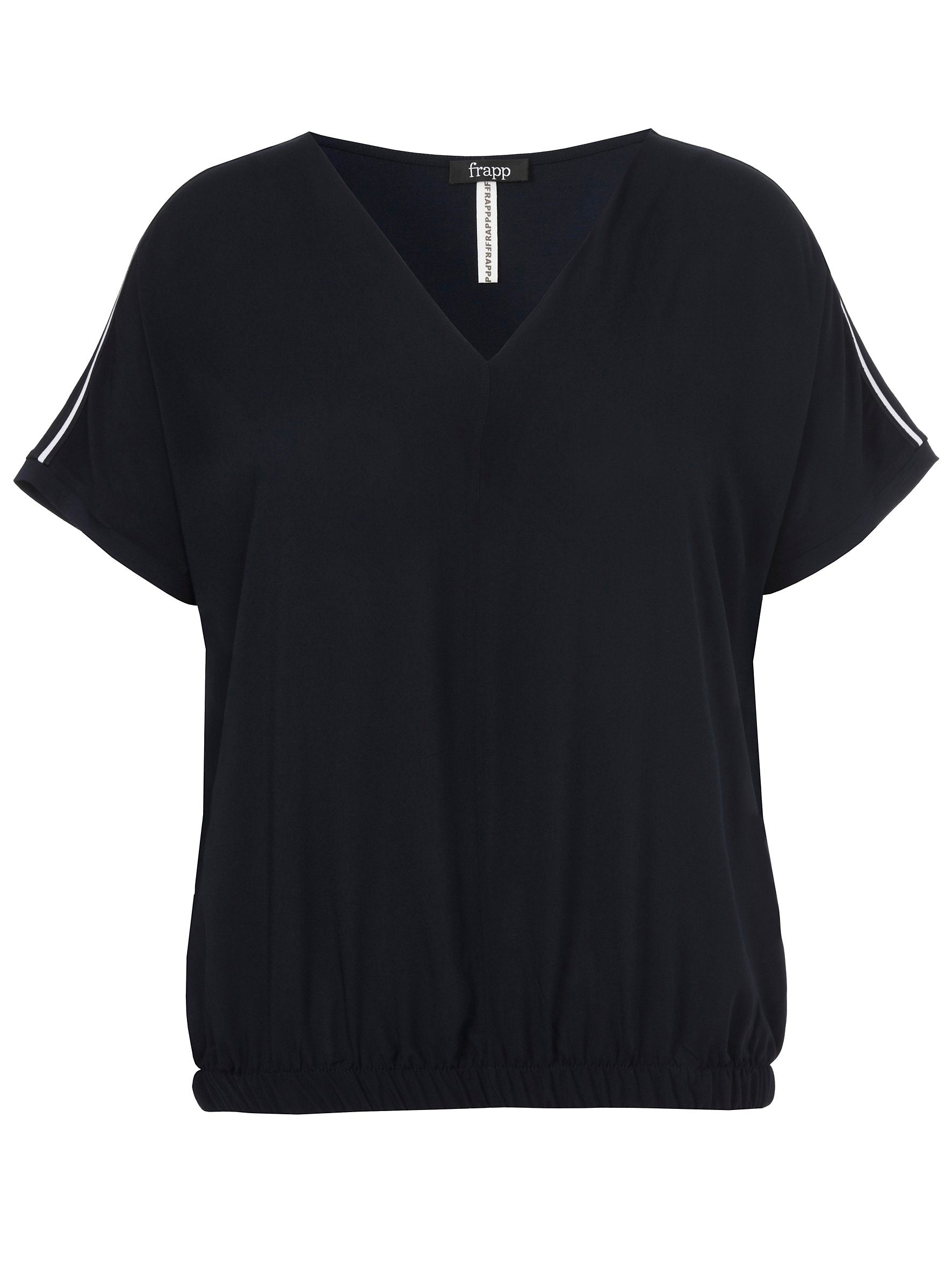 Bluse V-Ausschnitt ohne Arm Materialmix (Navy / White)