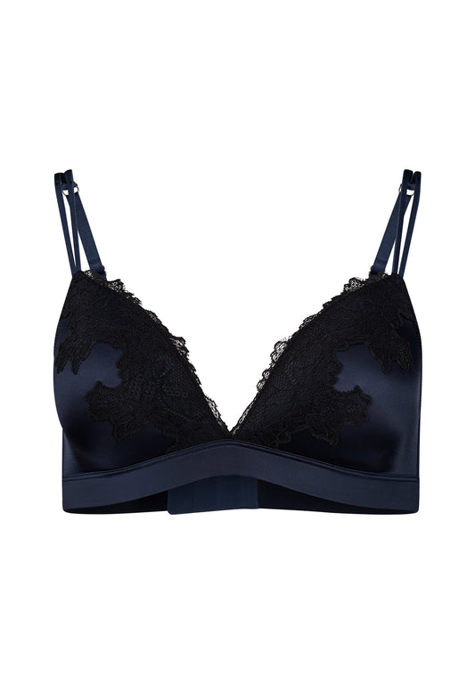 Skiny Damen Triangel BH gepaddet Satin Dreams (Black Iris)