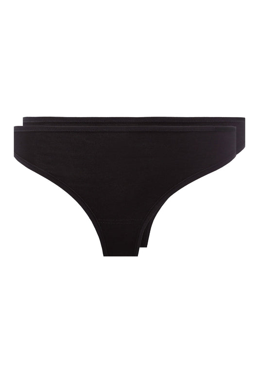 Skiny Damen String Doppelpack SKINY ADVANTAGE Cotton Stretch (Black)
