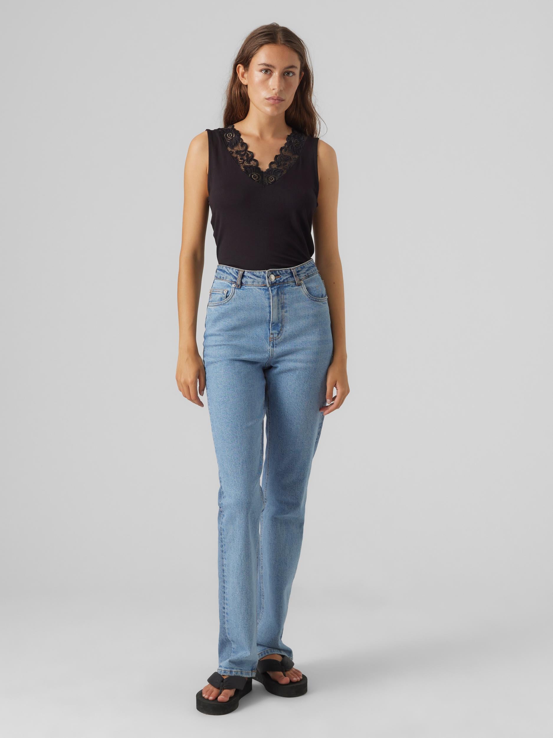 Vmrosa Sl V-neck Top Jrs Noos (Black)