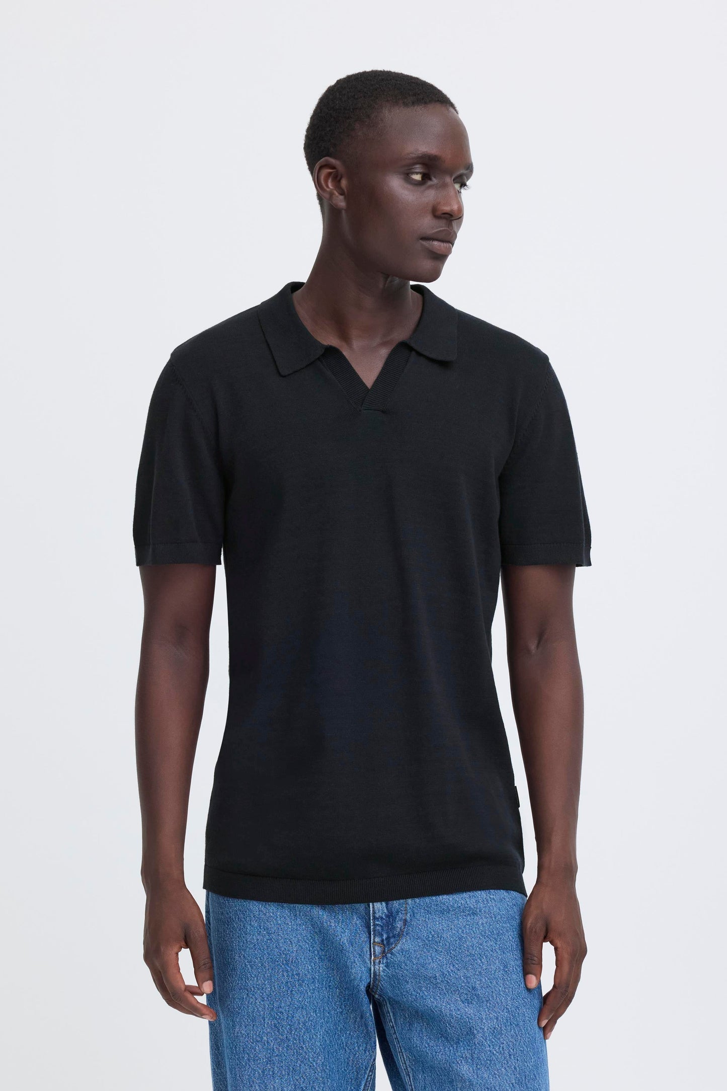 Bhbray Knit Polo Split Neck (Black Beauty)