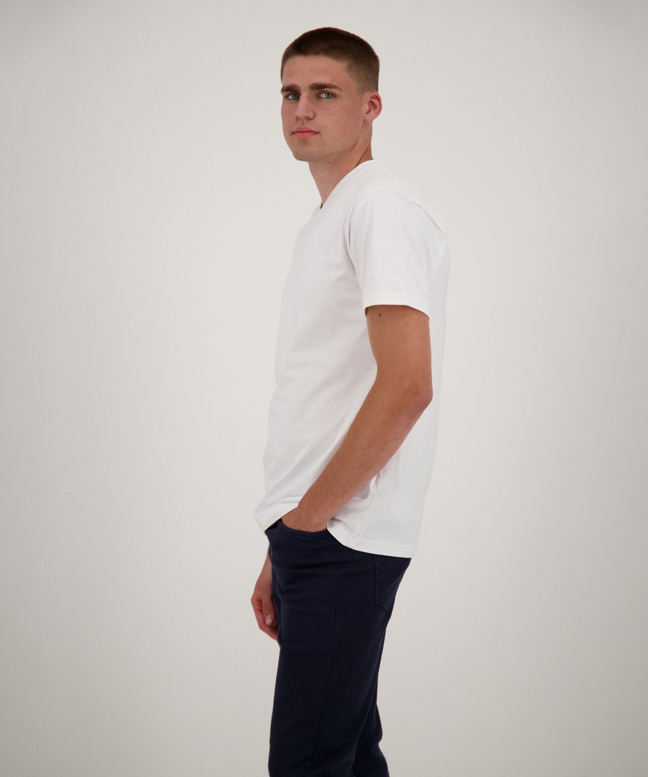 RAGMAN Doppelpack - 2 T-Shirts mit V-Ausschnitt (Weiss)