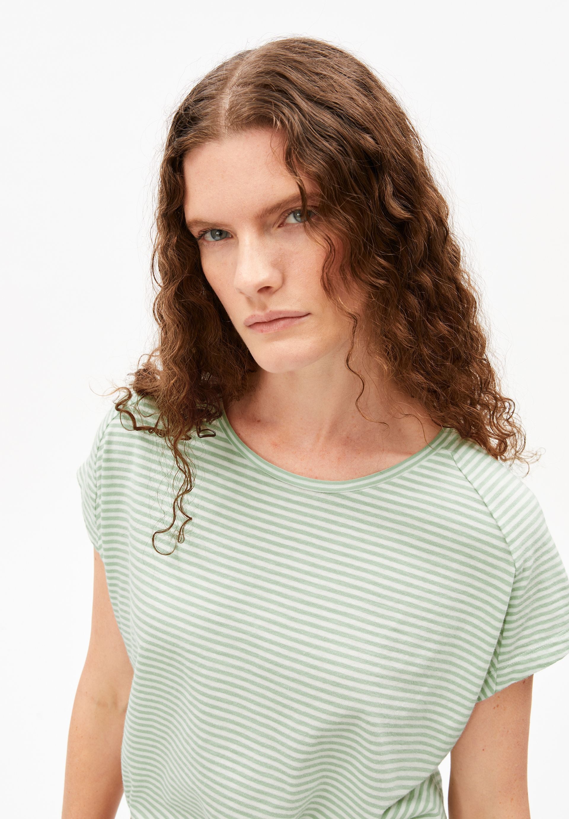 Slub Jersey Stripe T-shirt (Oatmilk-foam)