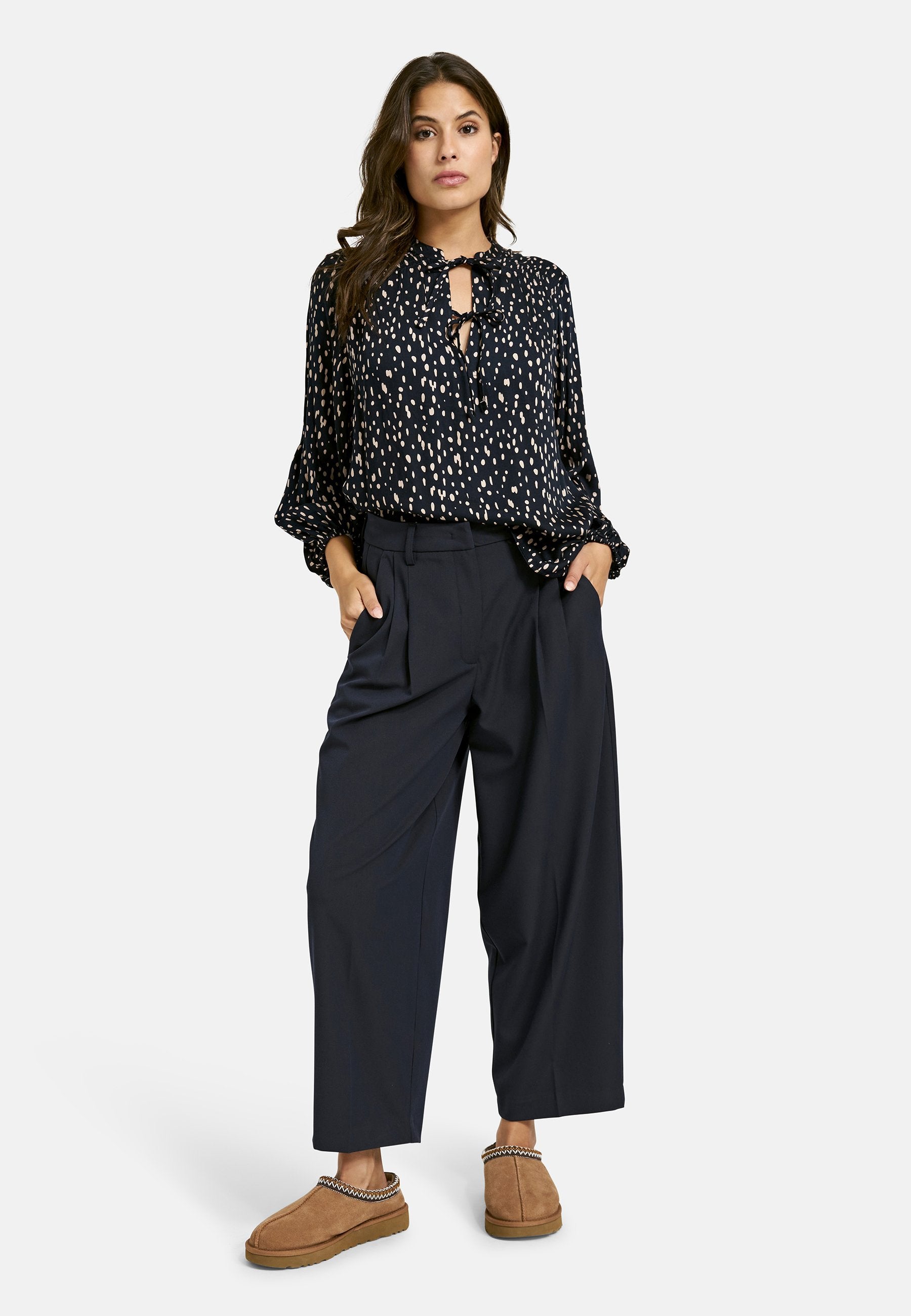 Voluminous Blouse with straps (Marine Print)