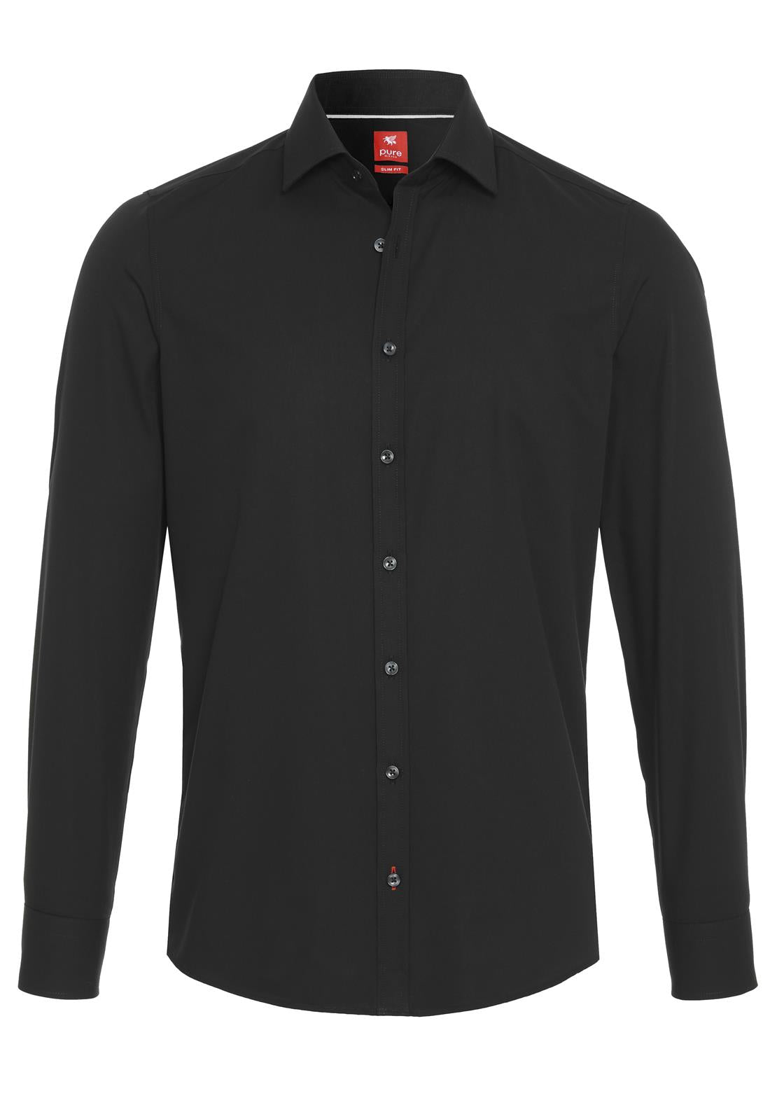 PURE- City Hemd slim fit Langarm (Schwarz)