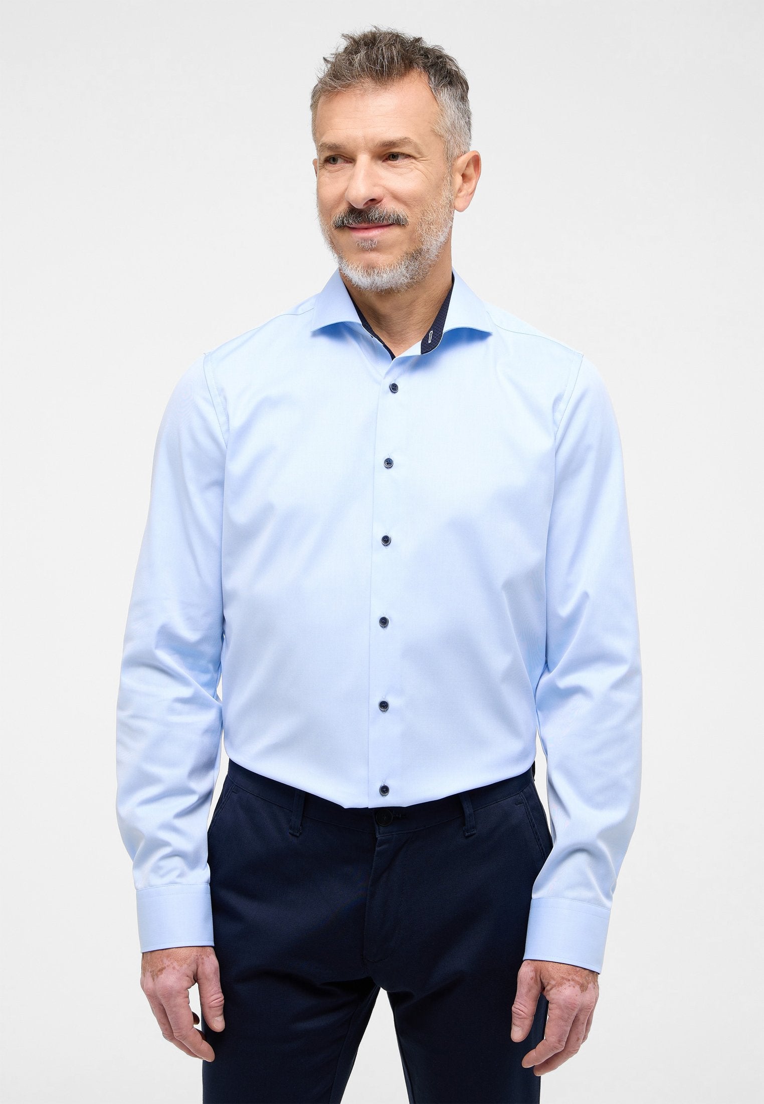 Eterna Langarm Hemd Slim Fit Cover Shirt Twill (Hellblau)