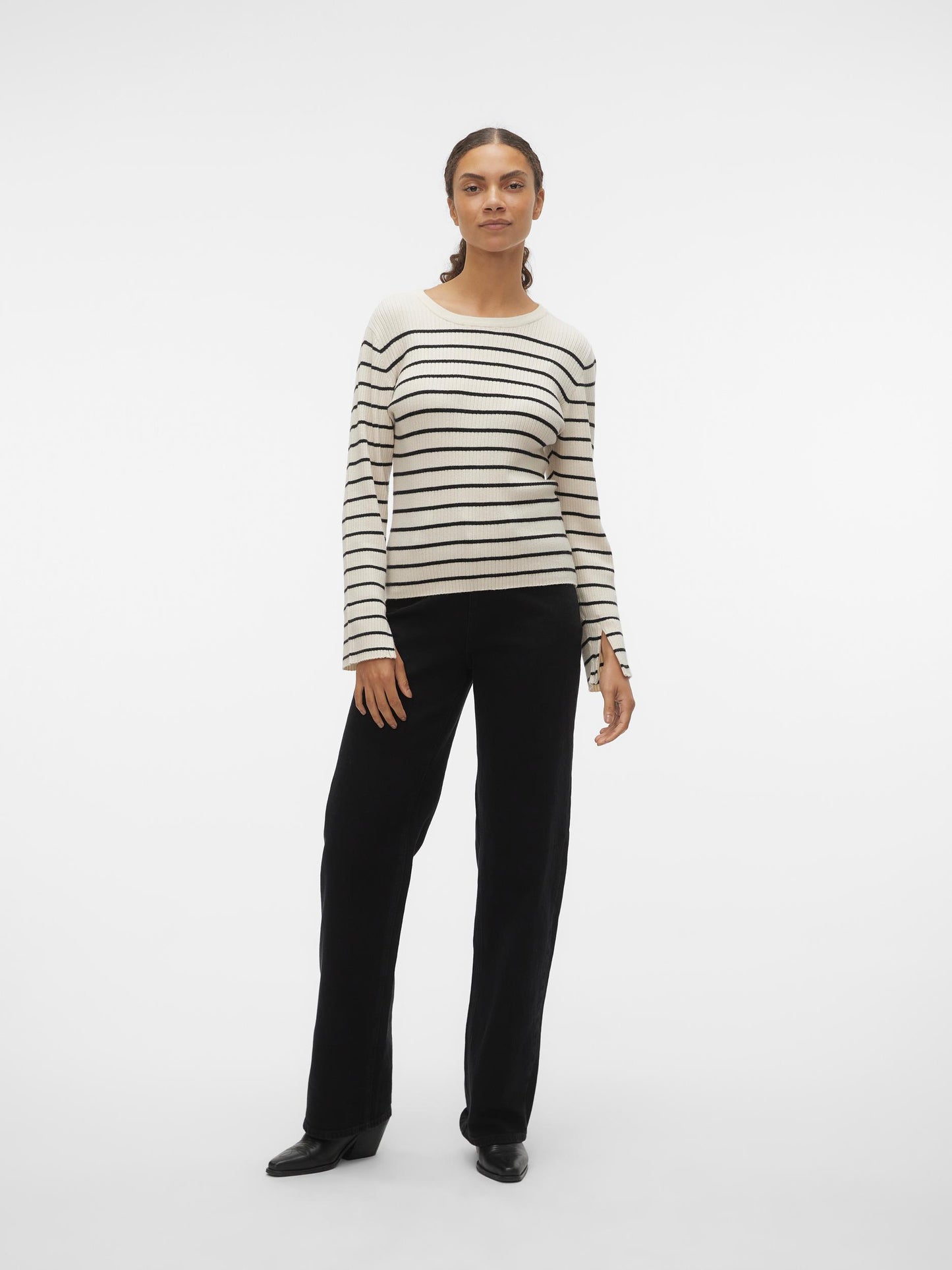 Vmgold Rib Ls O-neck Pullover (Birch/w. B)