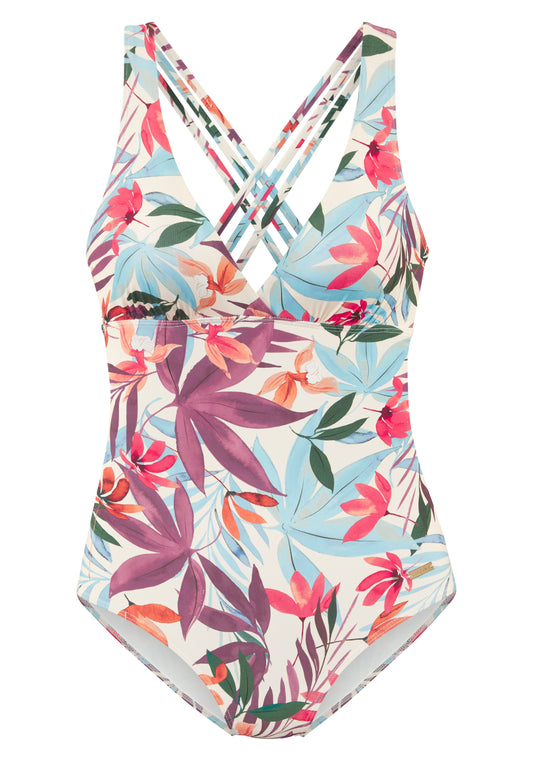 LASCANA Badeanzug (Creme Print)