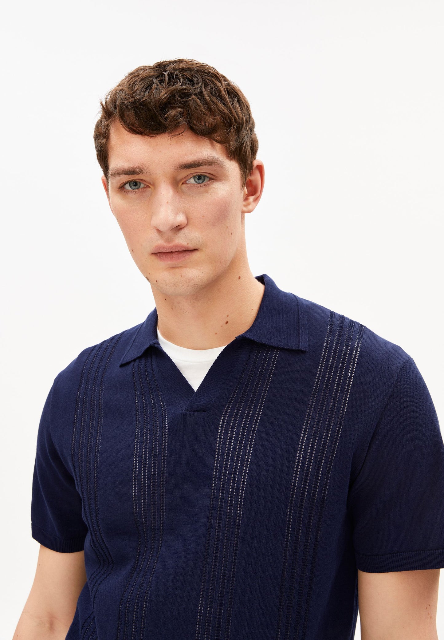 Cotton Knit Poloshirt (Tinted Navy)