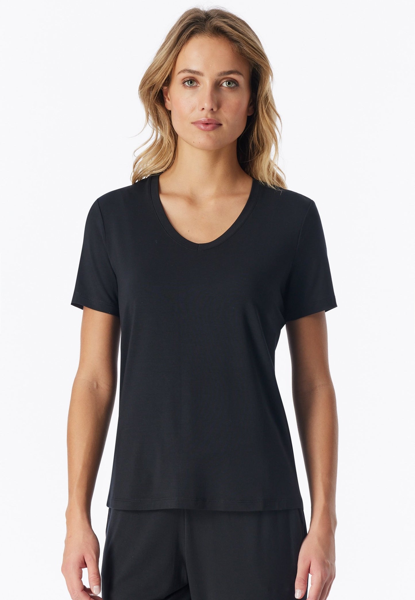 T-Shirt V-Ausschnitt (Schwarz)