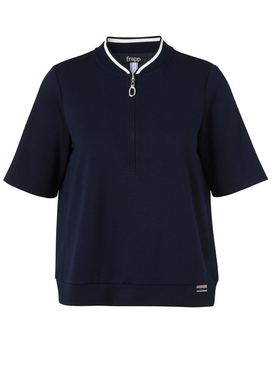Sweatshirt Rundhals 1/2 Arm Reißverschluß (Navy / Butter)