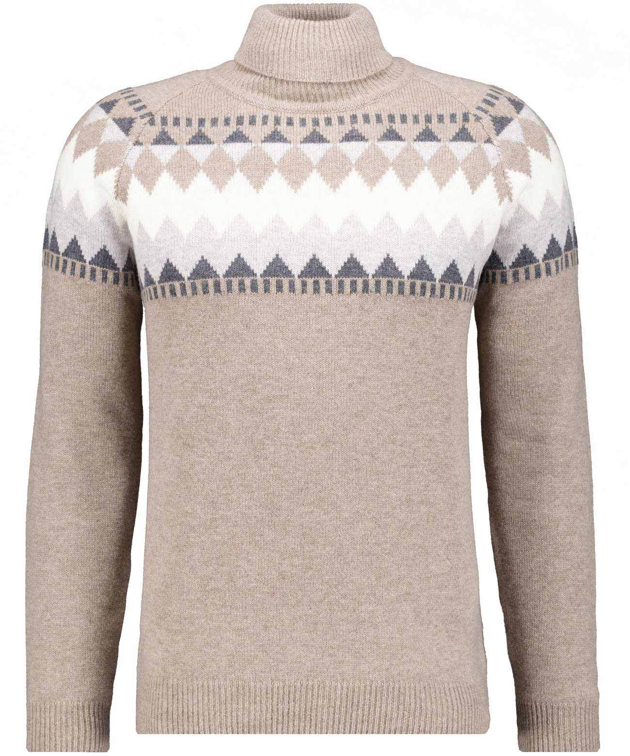 Rollkragen-Pullover Jacquard (Sand)