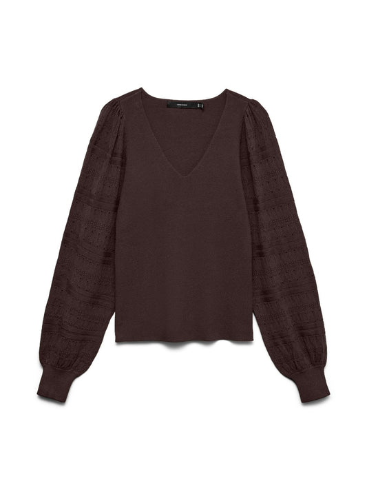 Vmnewlimone Ls V-neck Pullover Boo (Chocolate Tor)