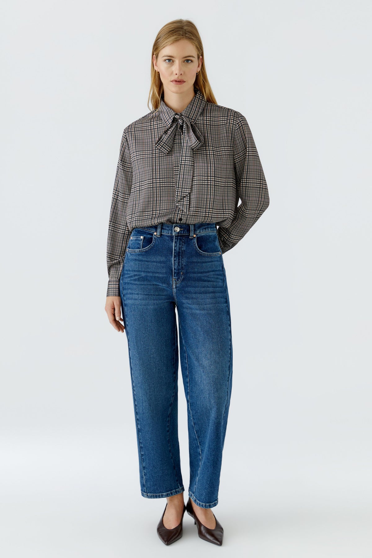 Schluppenbluse (Offwhite Brown)