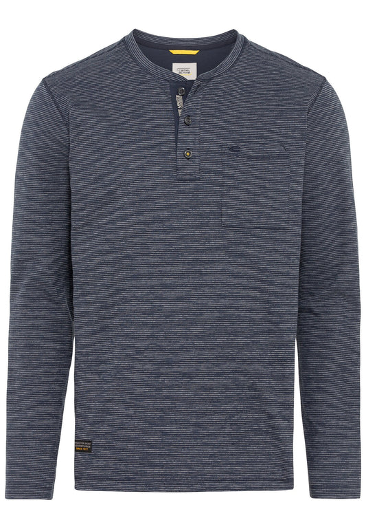 Langarm Henleyshirt mit Fineliner Streifen (Night Blue)