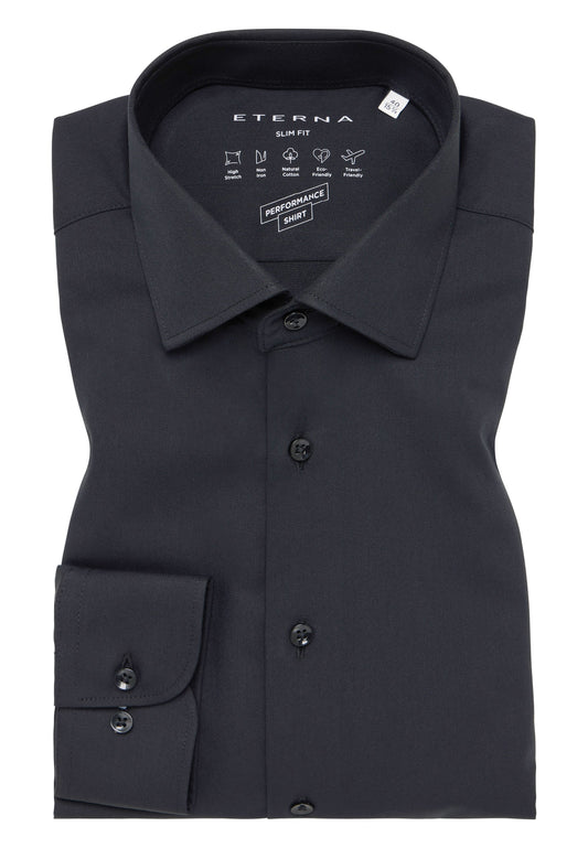 Performance Shirt Twill-Stretch Langarm (Schwarz)