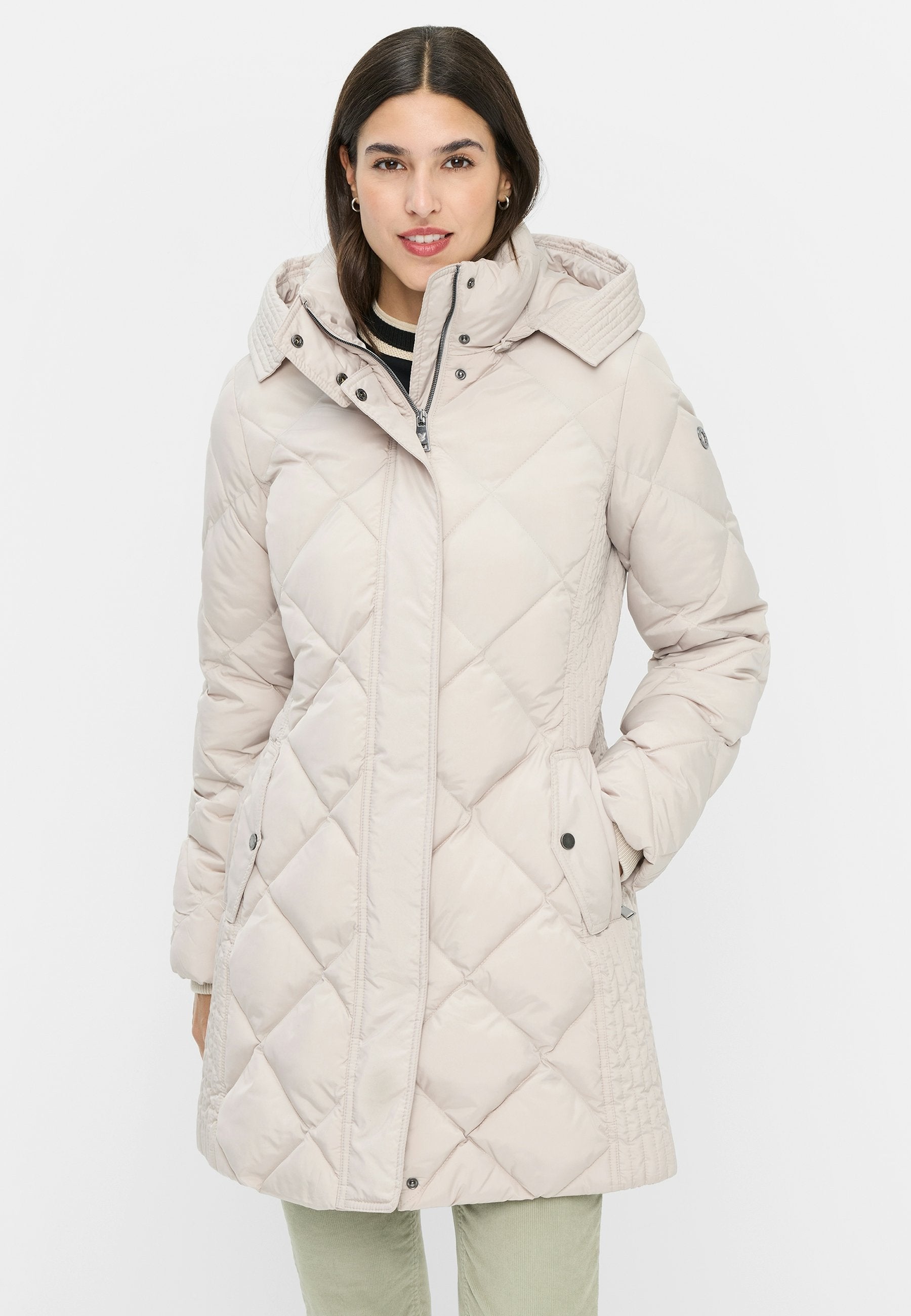 Steppkurzmantel (Beige/kitt)