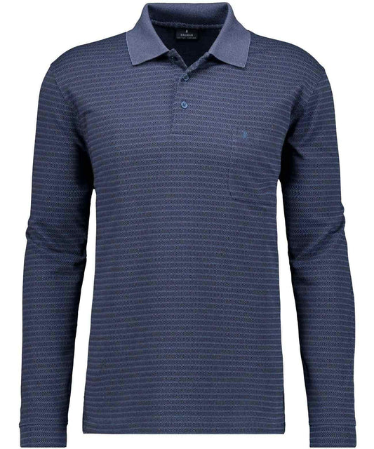 Softknit-Polo Jacquard, Langarm (Marine)