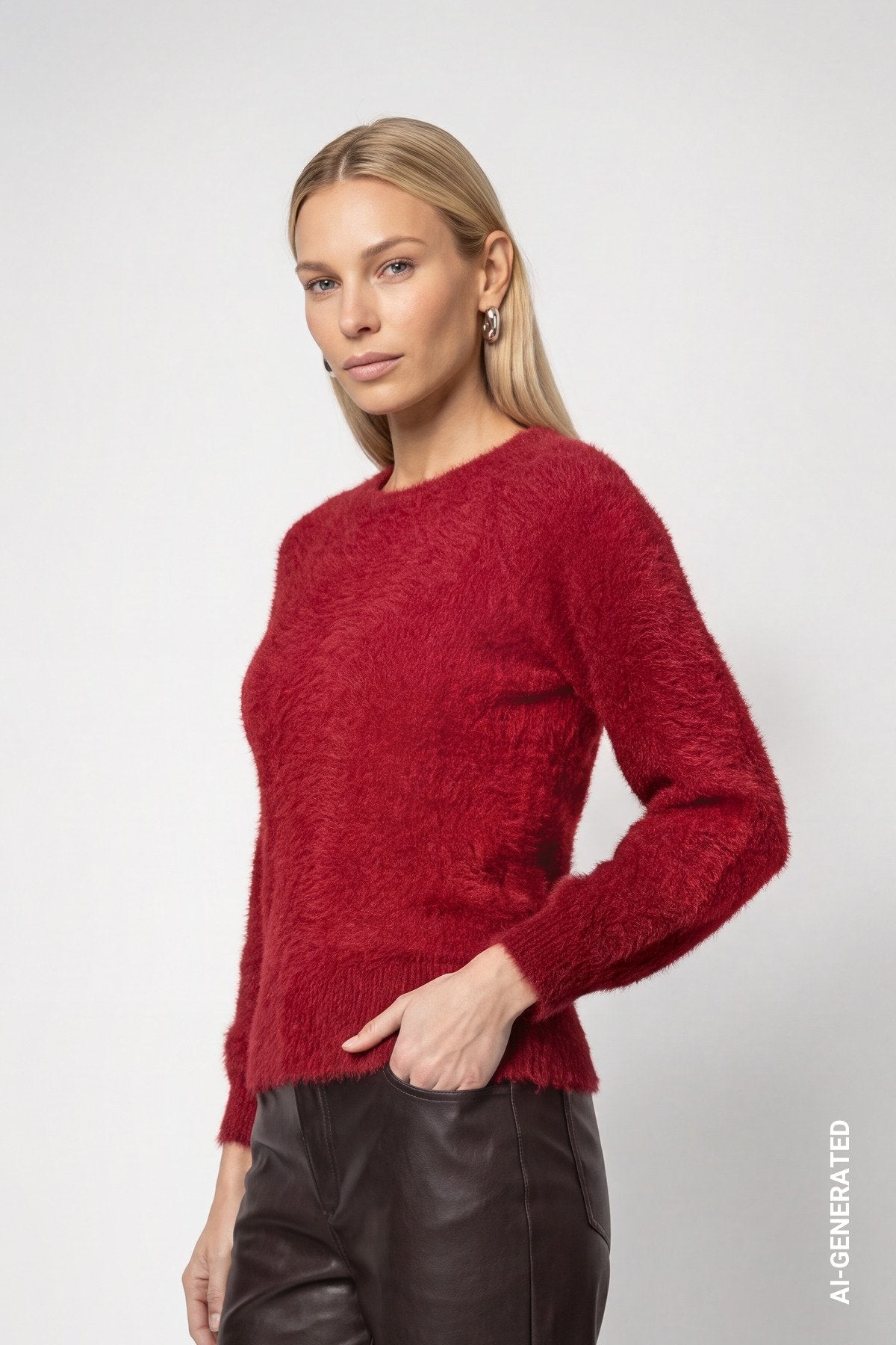 Strickpullover mit Plüsch (Red Dahlia)