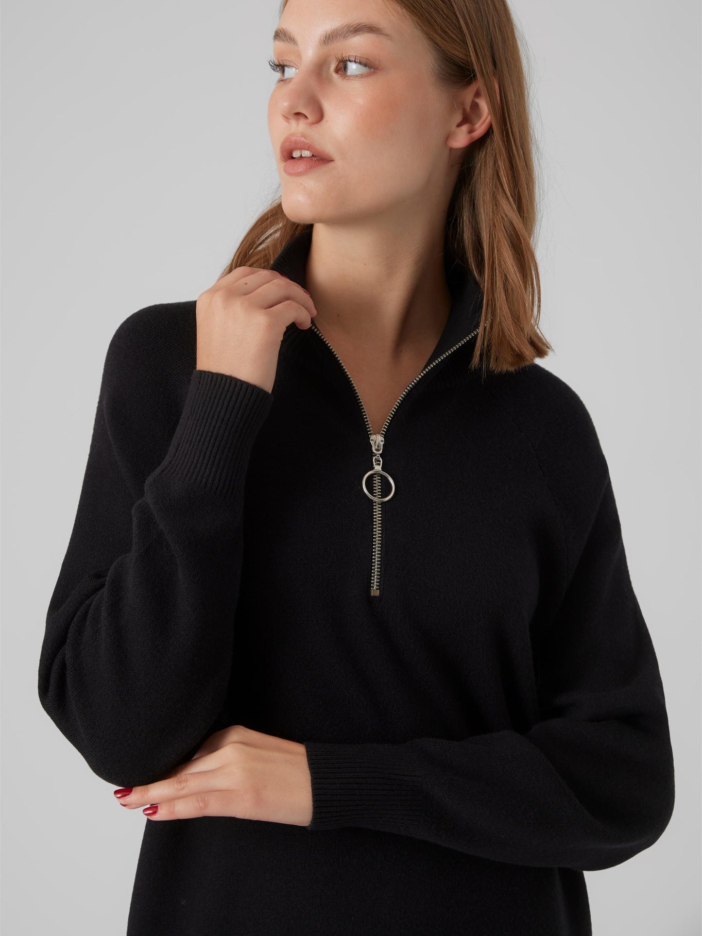Vmgoldneedle Ls Highnck Zipper Dress Rep (Black)