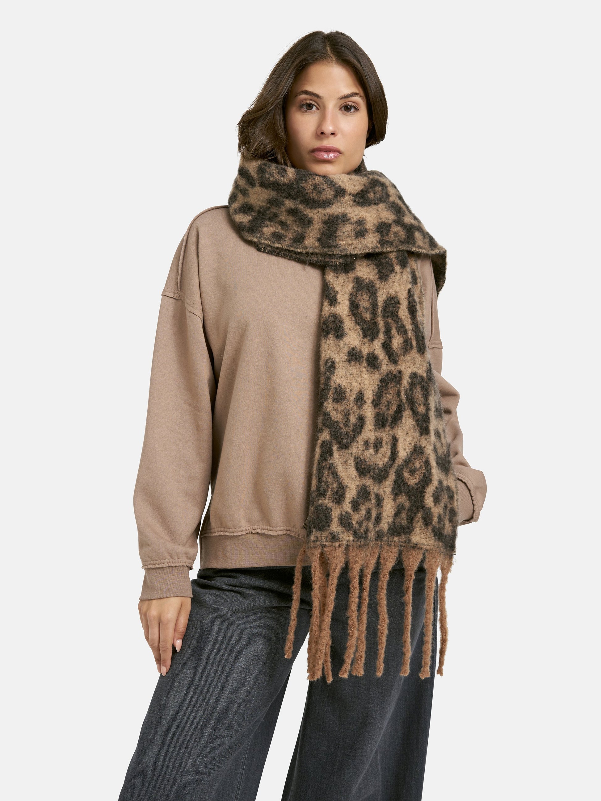knit scarf (Camel Print)