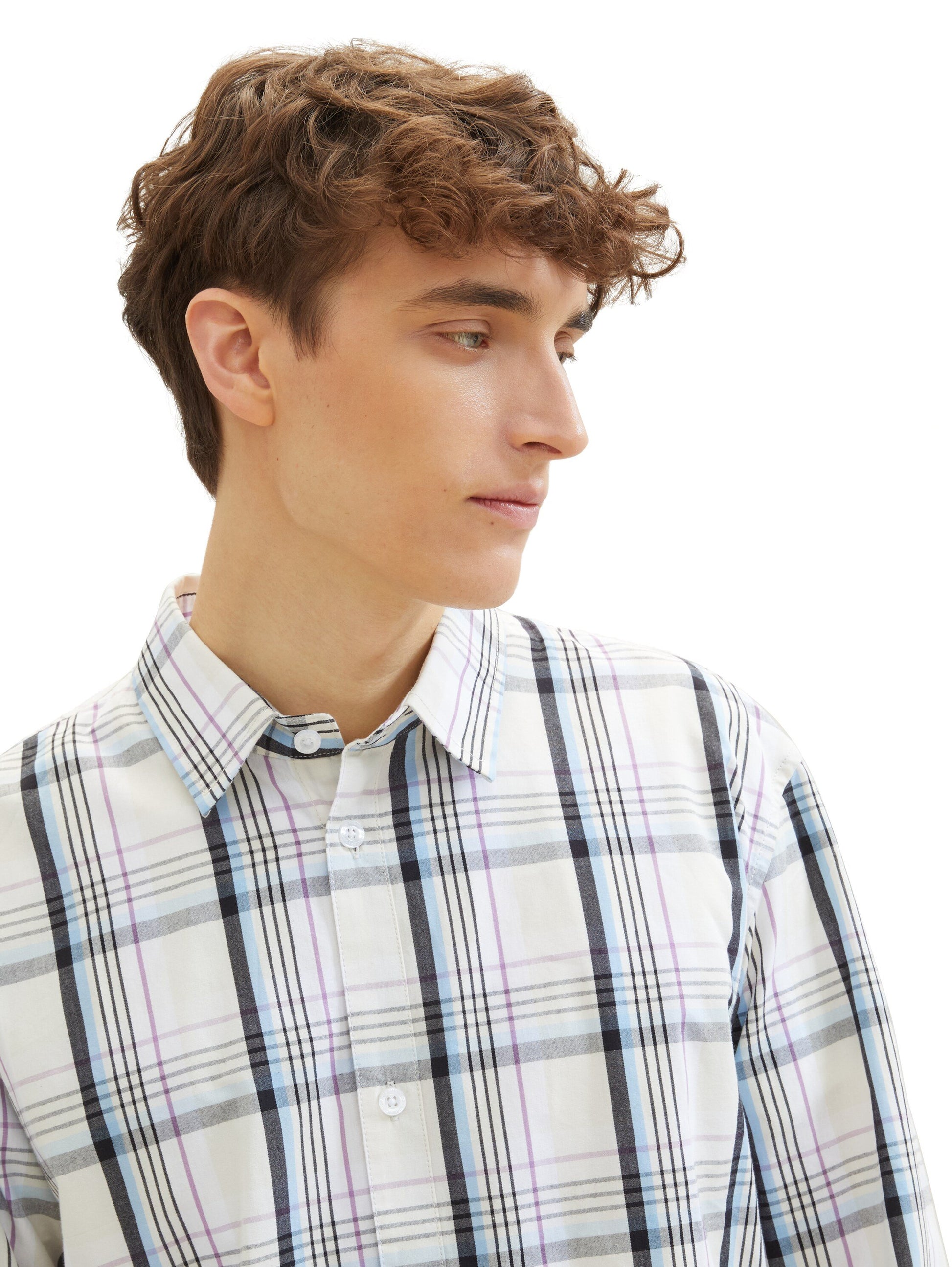 relaxed check shirt (Bright Beige M)