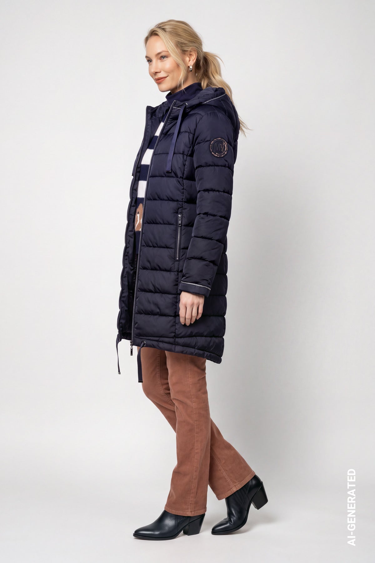 Steppmantel mit Patch (Dark Blue)