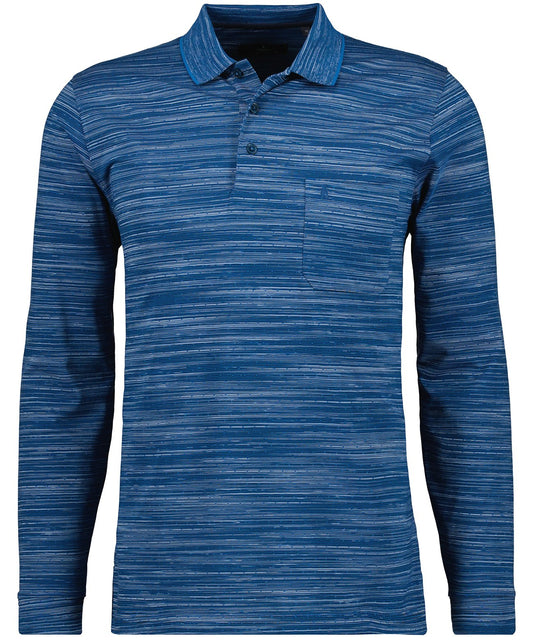 Softknit Jersey-Polo gestreift, Langarm (Dark Taupe)