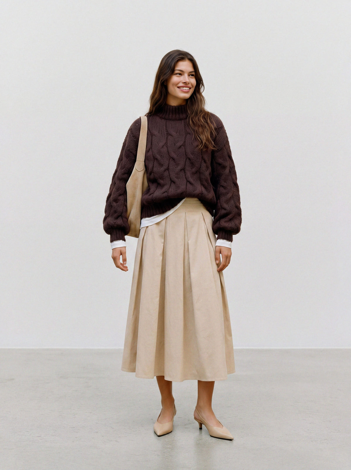 Vmmaybe Ls High Neck Cable Pullover Noos (Chocolate Tor)
