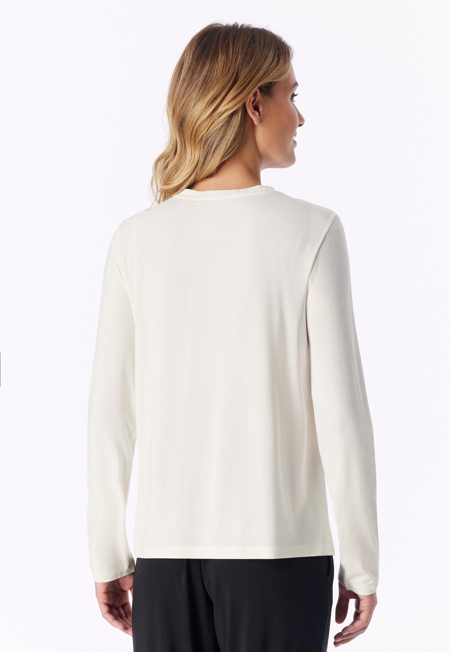 Shirt langarm V-Ausschnitt (Naturweiss)