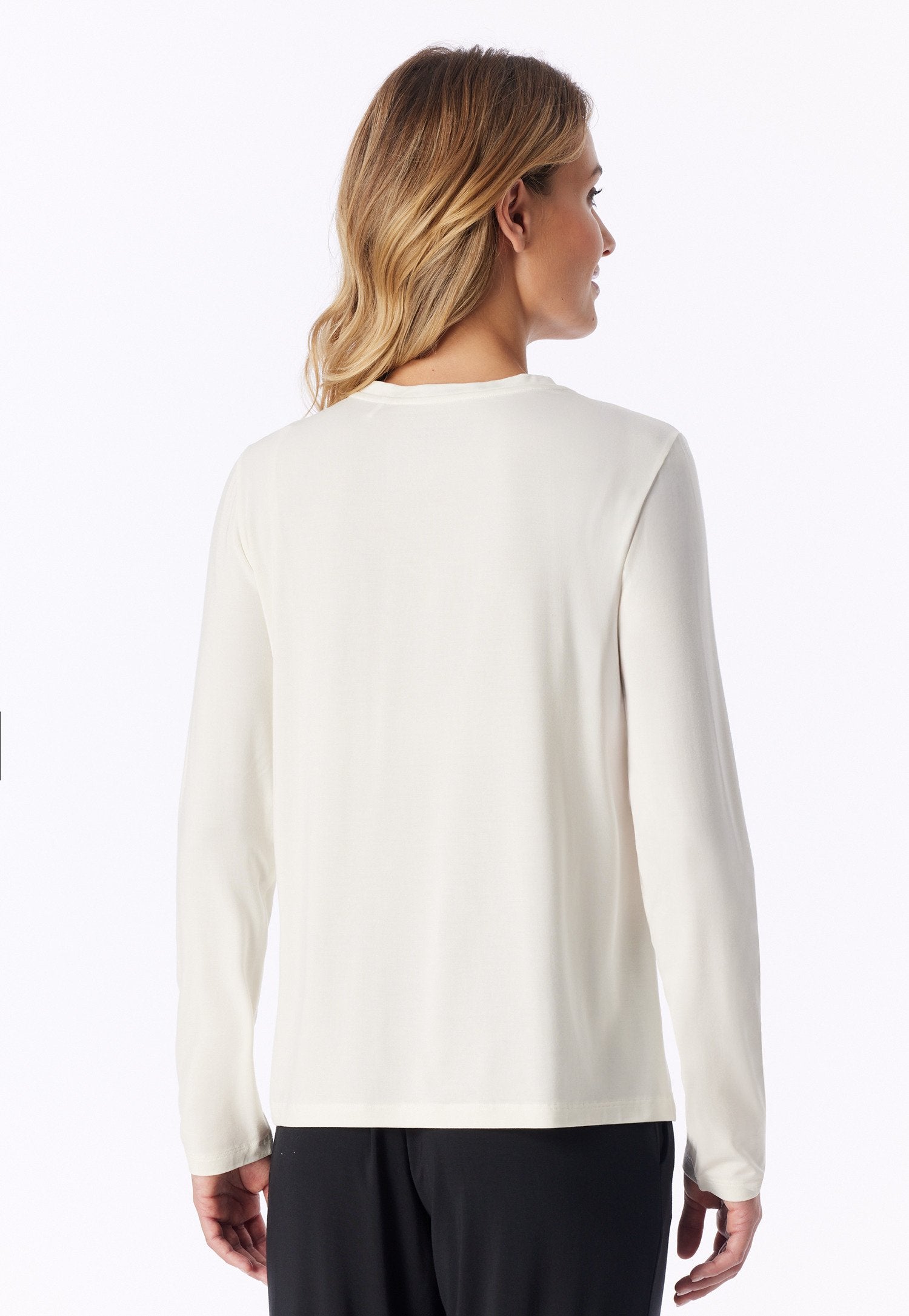 Shirt langarm V-Ausschnitt (Naturweiss)