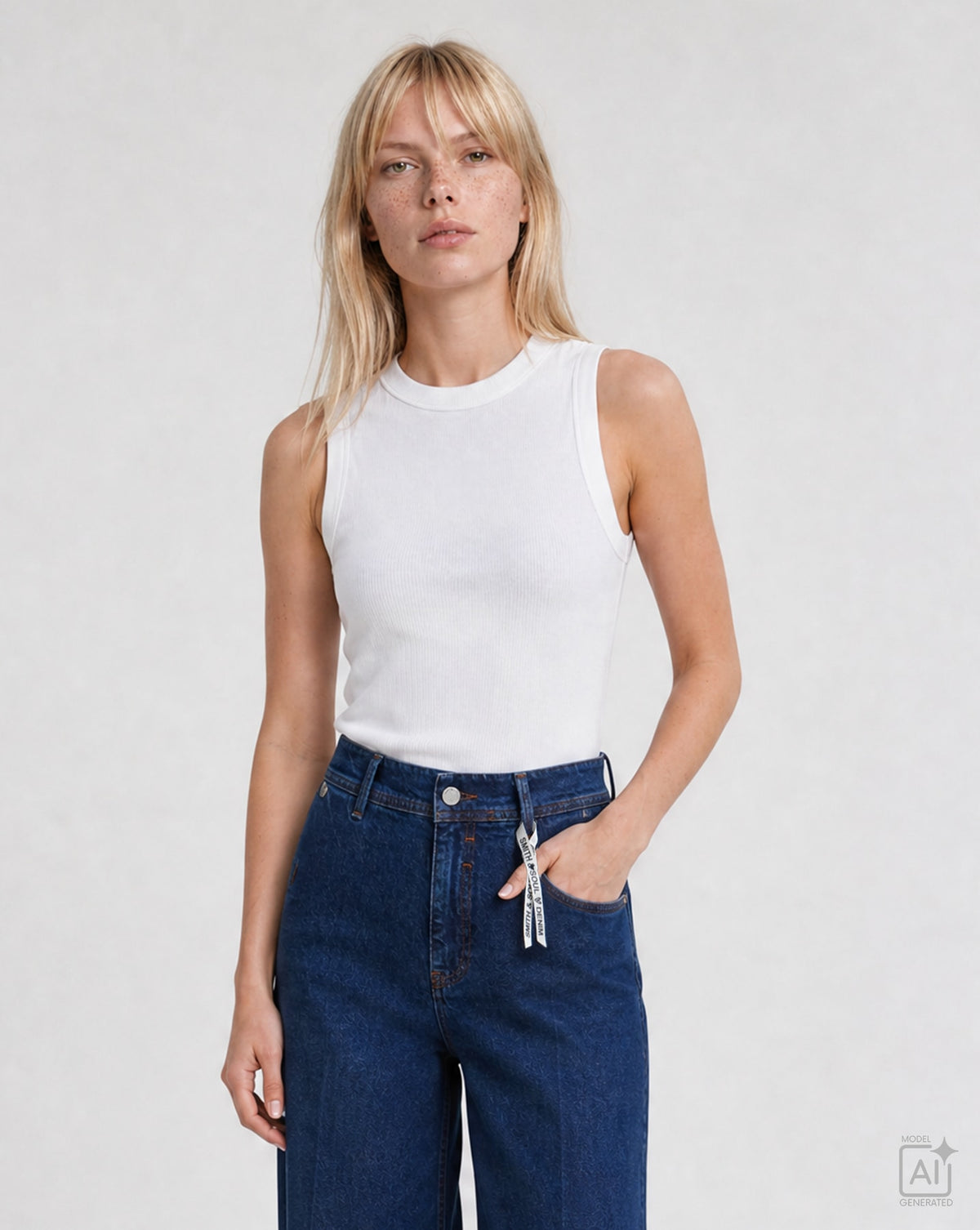 Wideleg Denim Pants (Dark Denim)