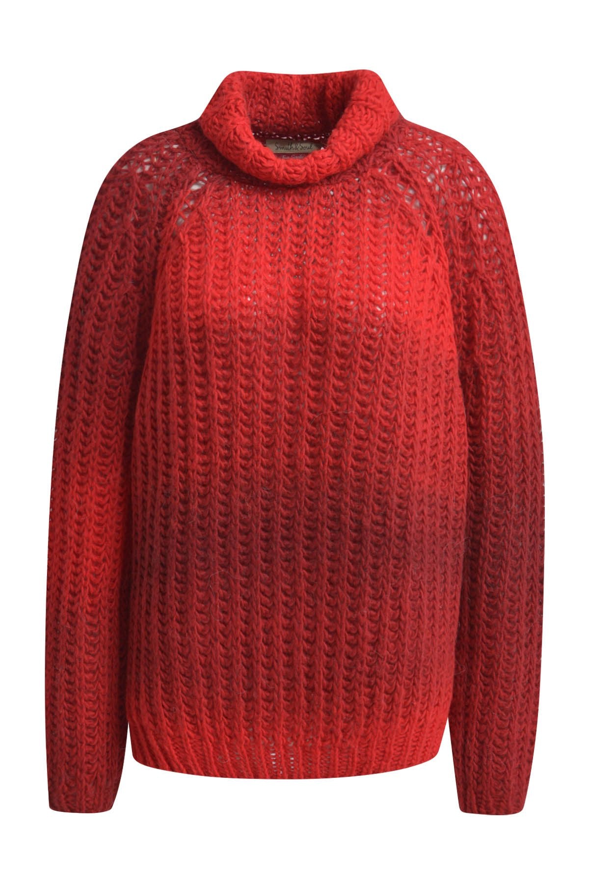 Gradient High Collar Raglan Pullover (Cherry Print)