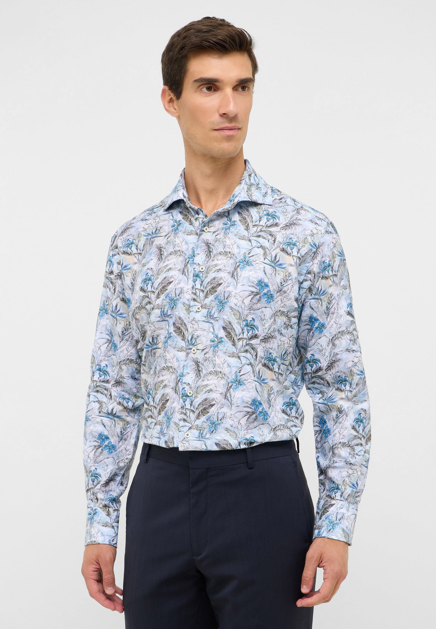 Linen Shirt Twill Langarm (Blau)