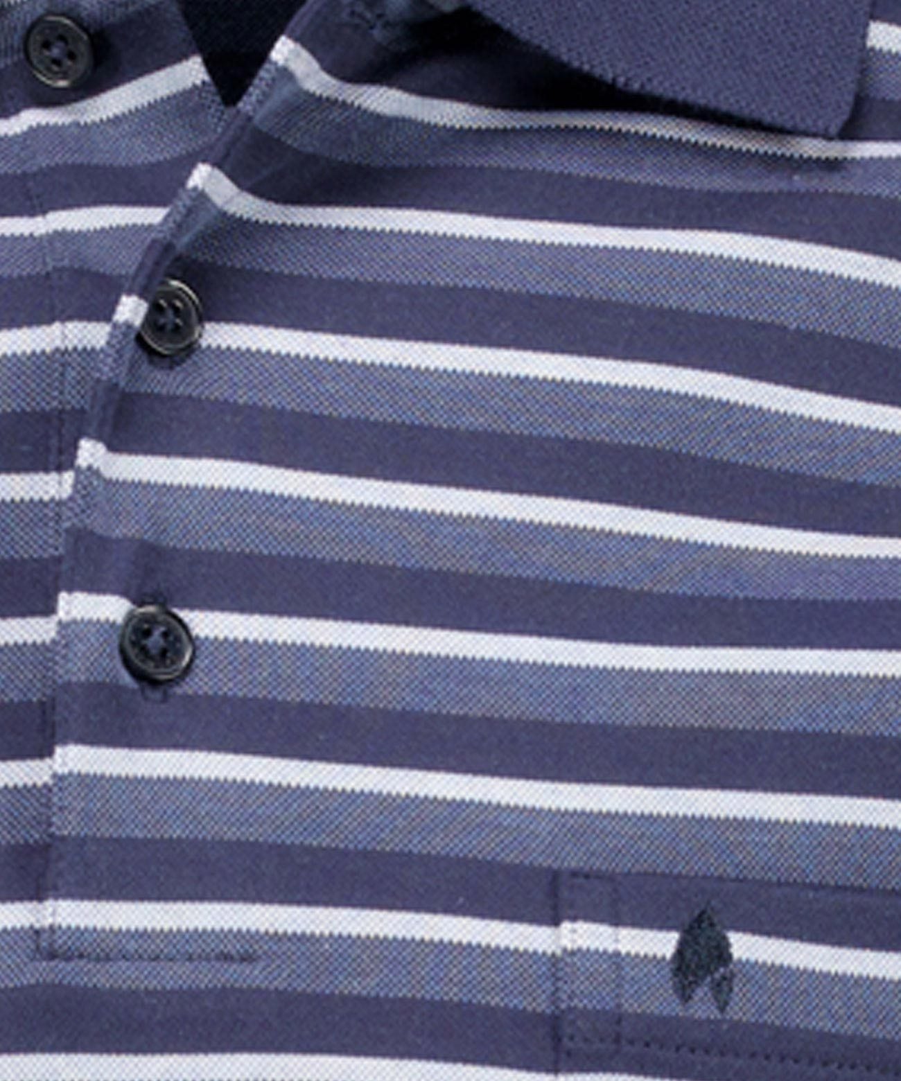Softknit-Polo gestreift (Marine)