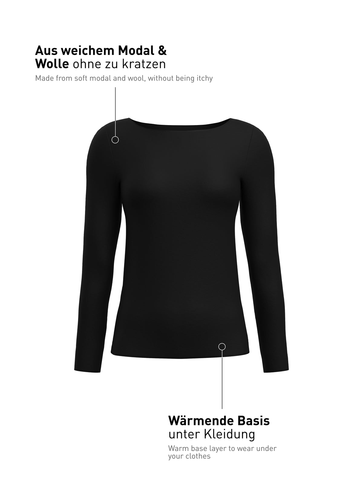 DAMEN Top langarm (Schwarz)
