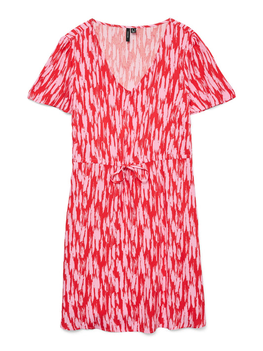 Vmeasy Joy Ss Short Dress Wvn Ga (Fiery Red/)