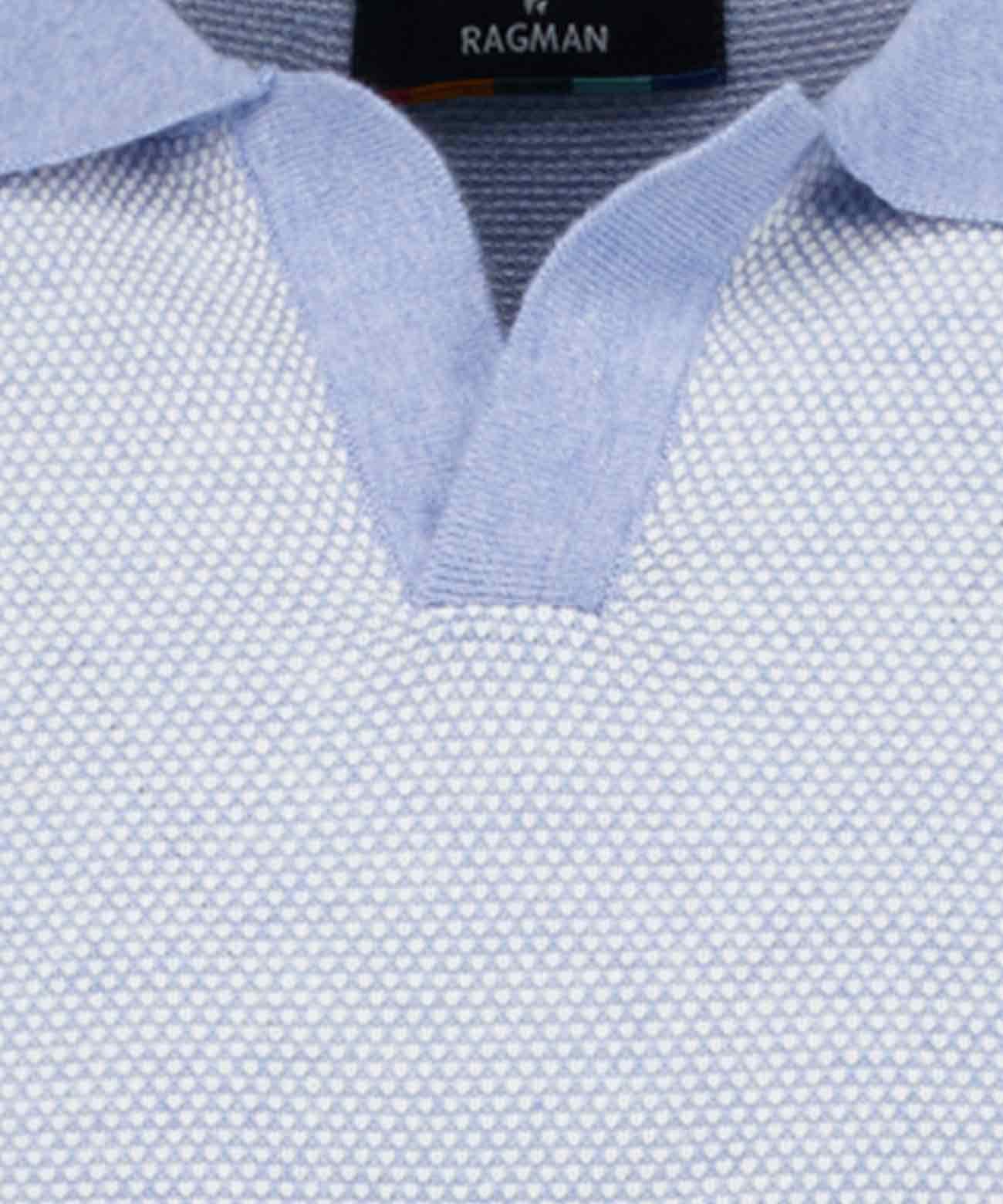 Strickpullover mit Resort-Kragen, kurzarm (Hellblau)