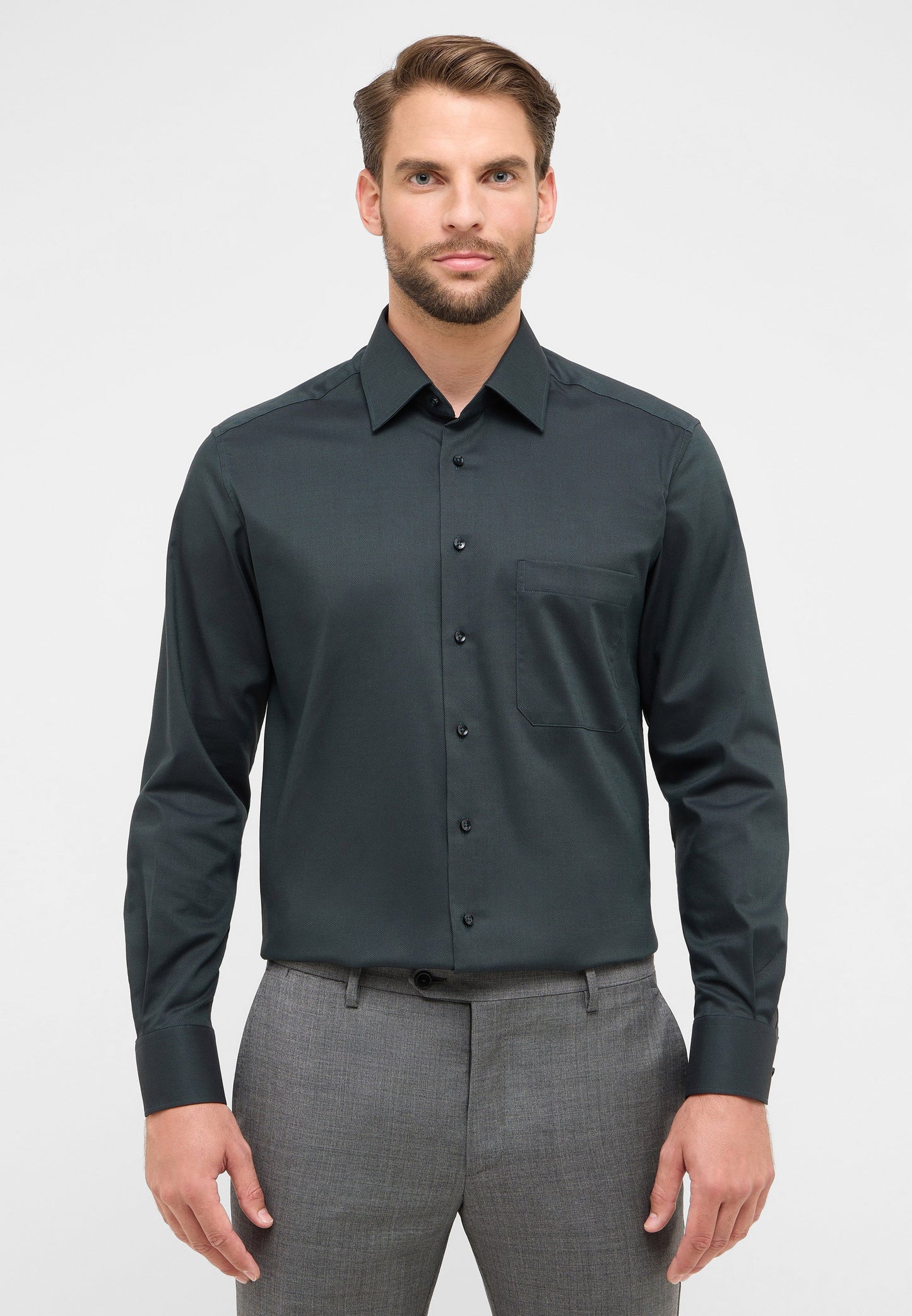 Hemd Natté Langarm (Dunkelgrün)