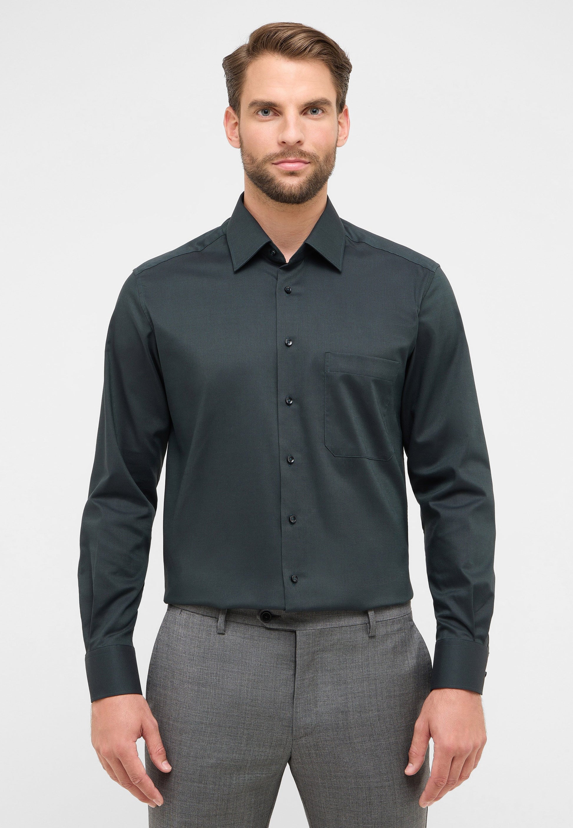 Hemd Natté Langarm (Dunkelgrün)