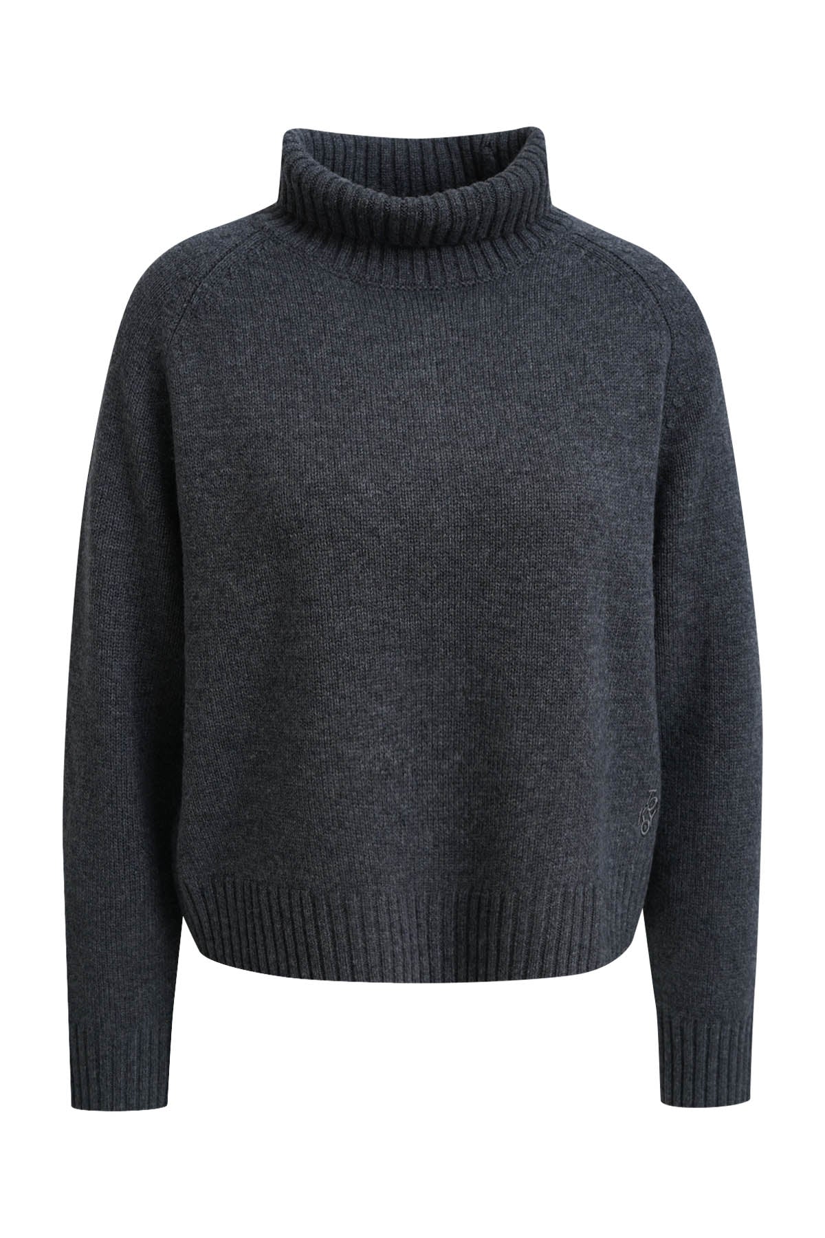 Cropped High Collar Raglan Pullover (Anthracite Melan)