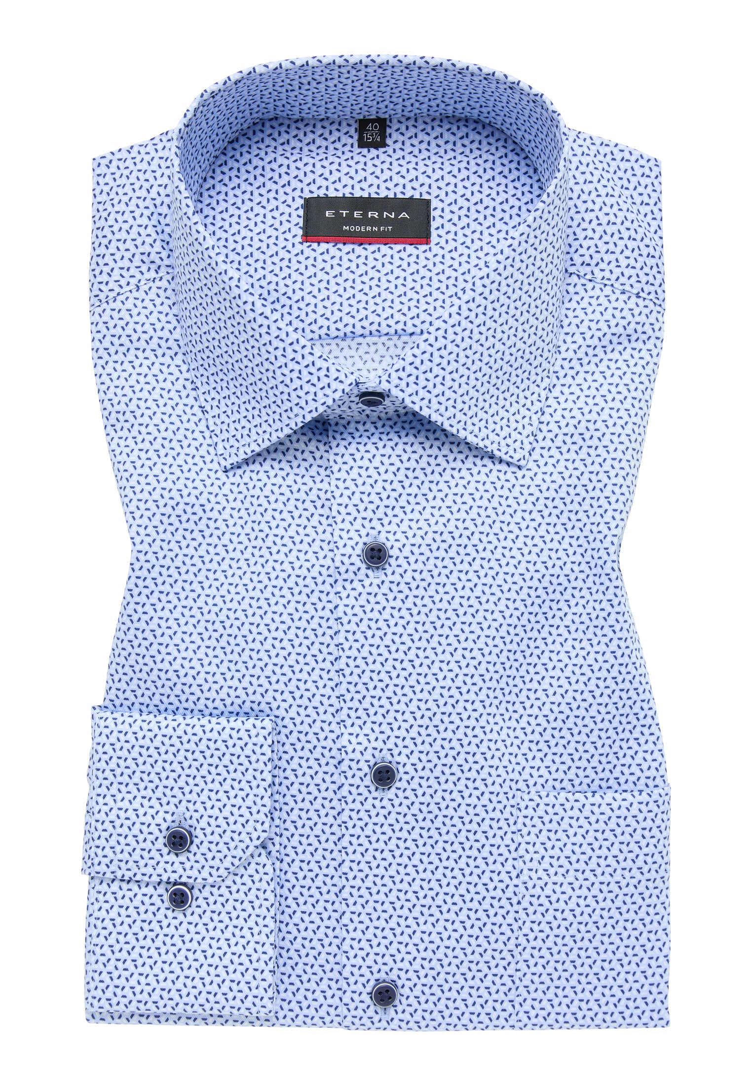 ETERNA bedrucktes Baumwollhemd MODERN FIT (Blau)