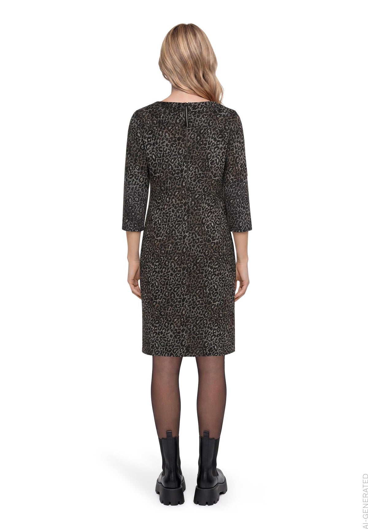 Jerseykleid (Black/beige)