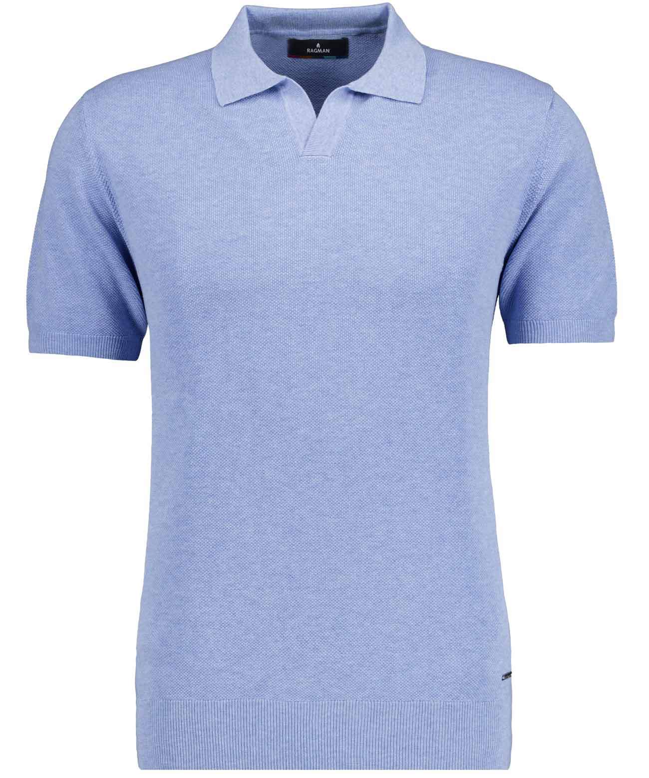 Strick-Pullover Kurzarm, Resortkragen (Hellblau)