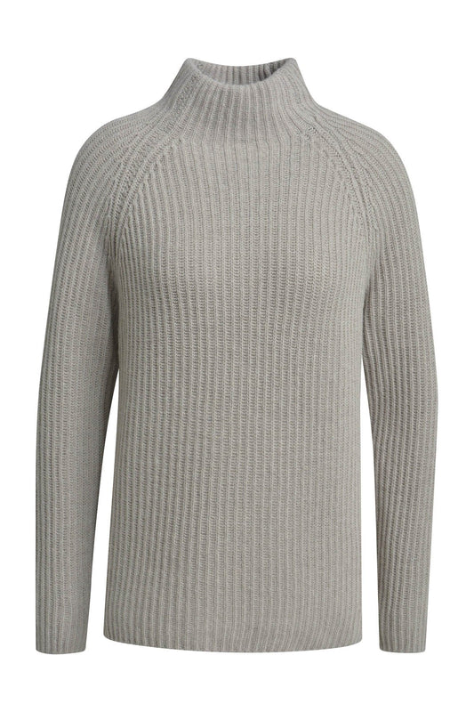 High Collar Raglan Rib Pullover (Beige Melange)
